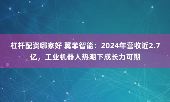 杠杆配资哪家好 翼菲智能：2024年营收近2.7亿，工业机器人热潮下成长力可期