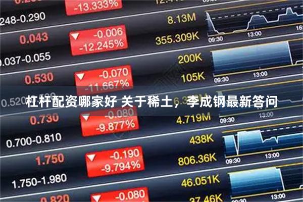 杠杆配资哪家好 关于稀土,李成钢最新答问